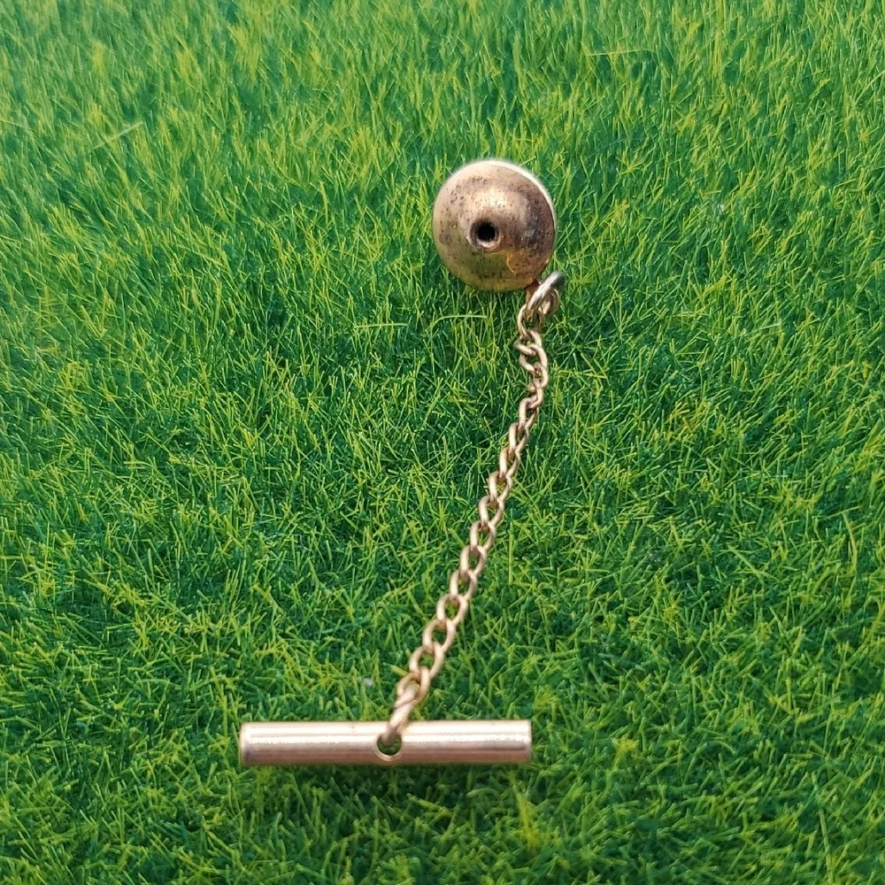 Gold Tone Tie Tack with Chain Overflow‎